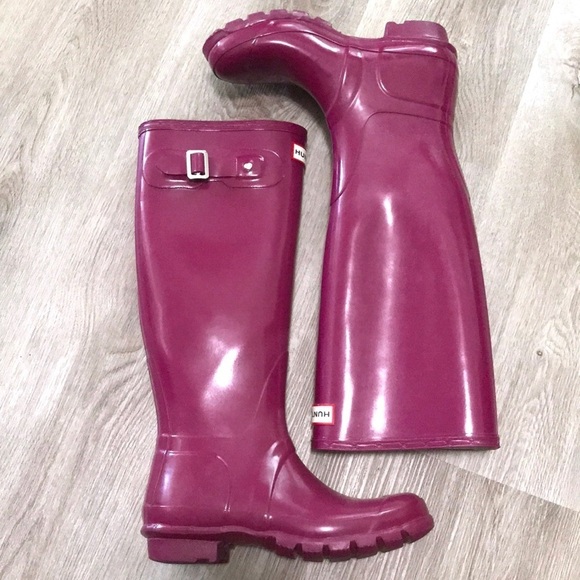 Hunter Original Gloss Rain Boots Magenta Purple - Picture 1 of 10